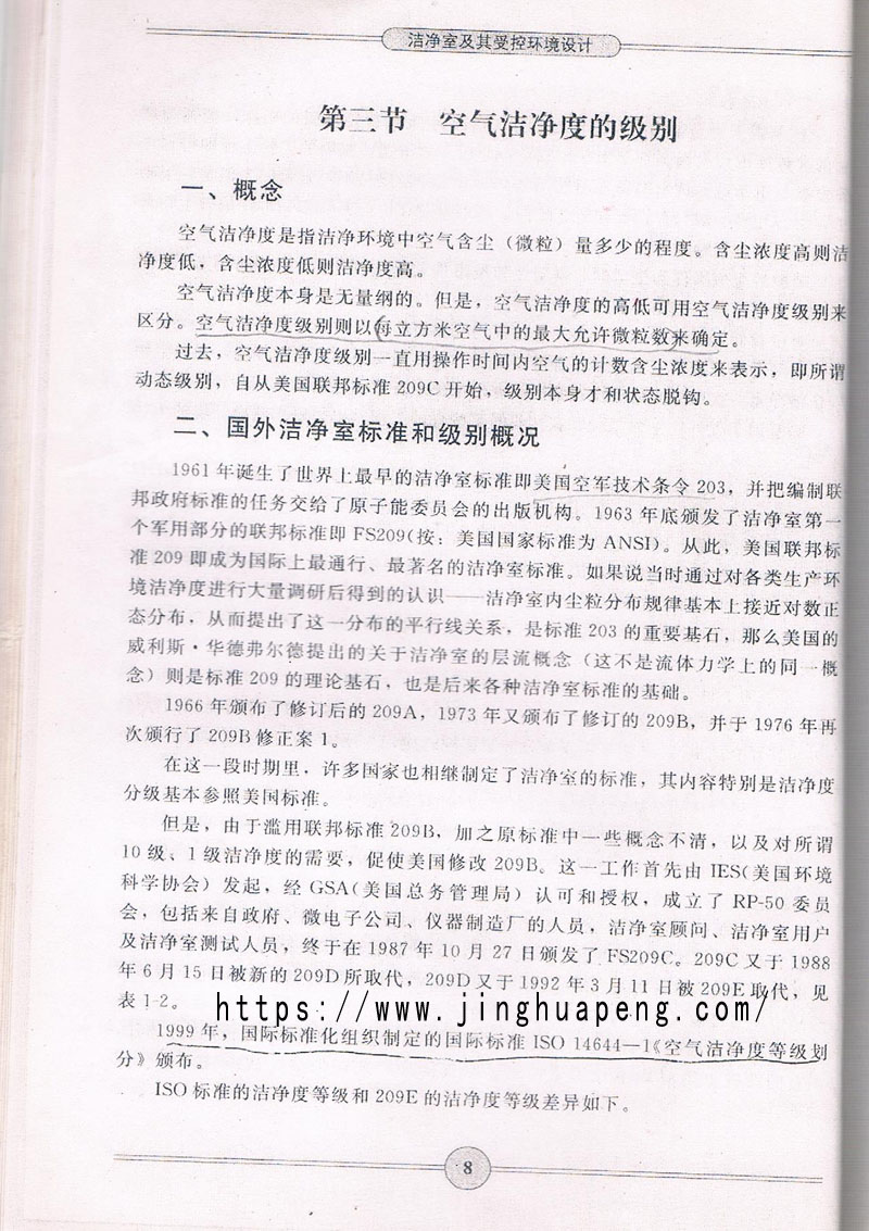 空氣潔凈度級別概念 空氣潔凈度級別標(biāo)準(zhǔn)、概念摘自《潔凈室及期受控環(huán)境設(shè)計》一書。